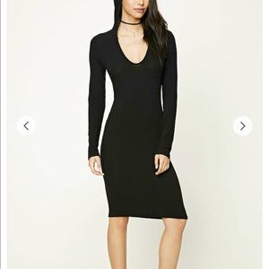 Hooded Ribbed Knit Dress